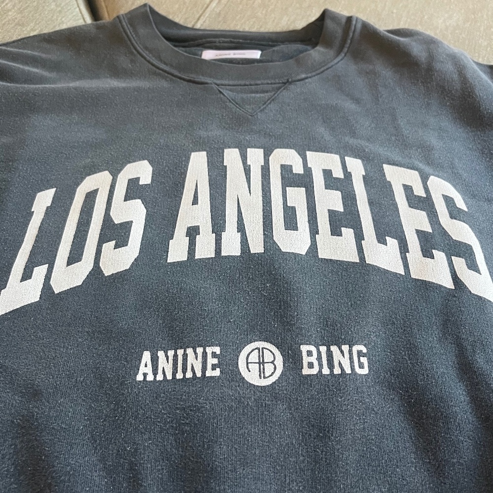 Anine Bing Los Angeles Sweatshirt M Gray Cotton Pullover